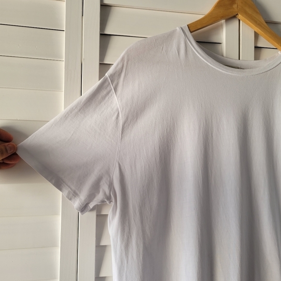 𝅺ZARA White With Rainbow Knit Hem Crew-neck Short-sleeves Cotton T-shirt Size L - Picture 3 of 9